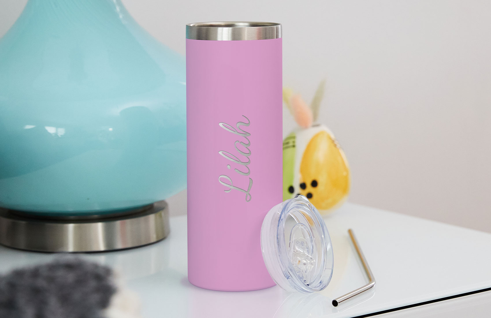 20oz. Pink Personalized Tumbler
