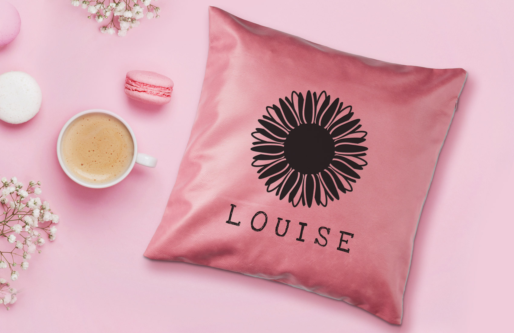 Personalized Pink Leather Pillow Cover
