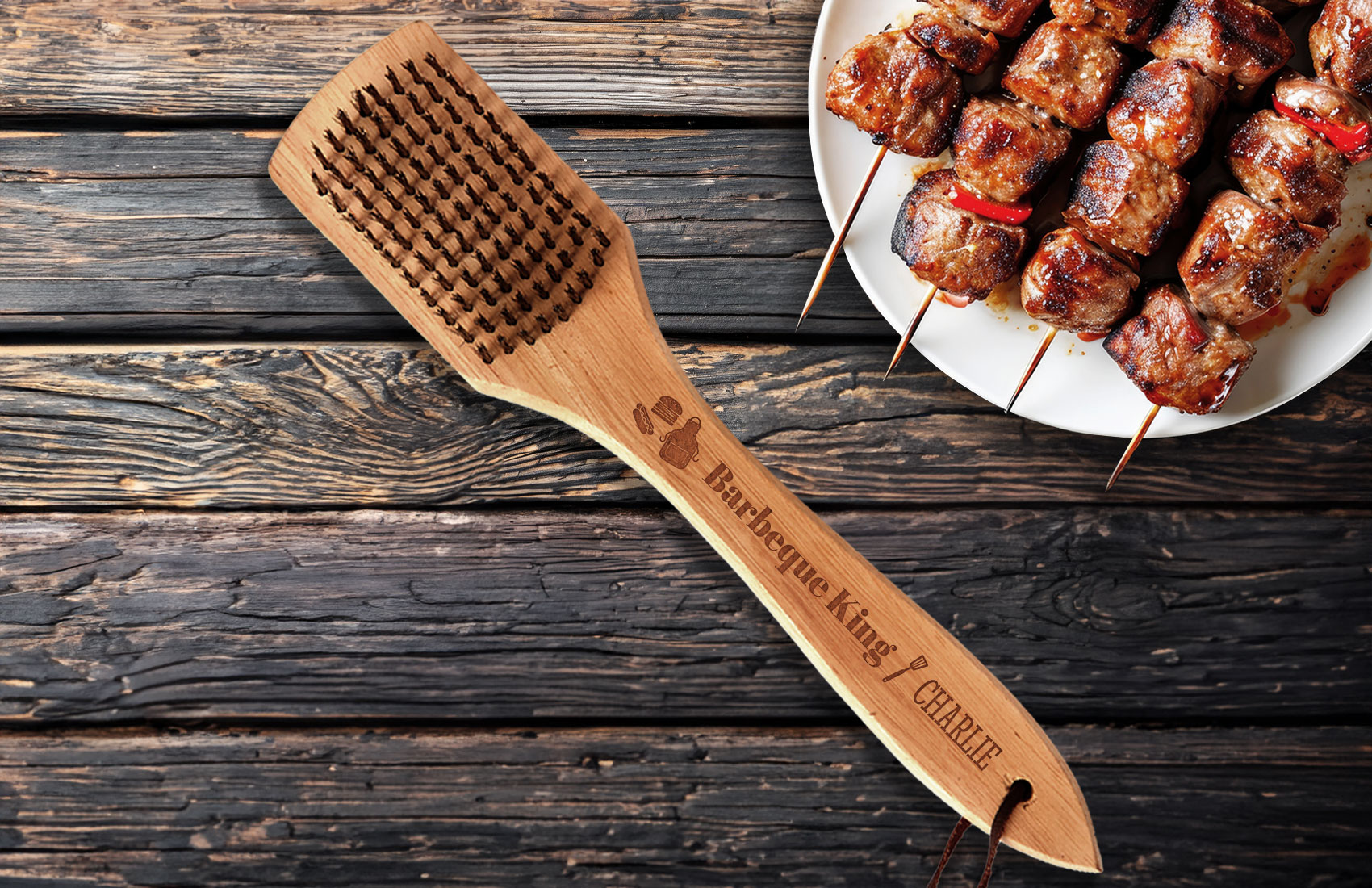 Personalized Wood Grill Brush
