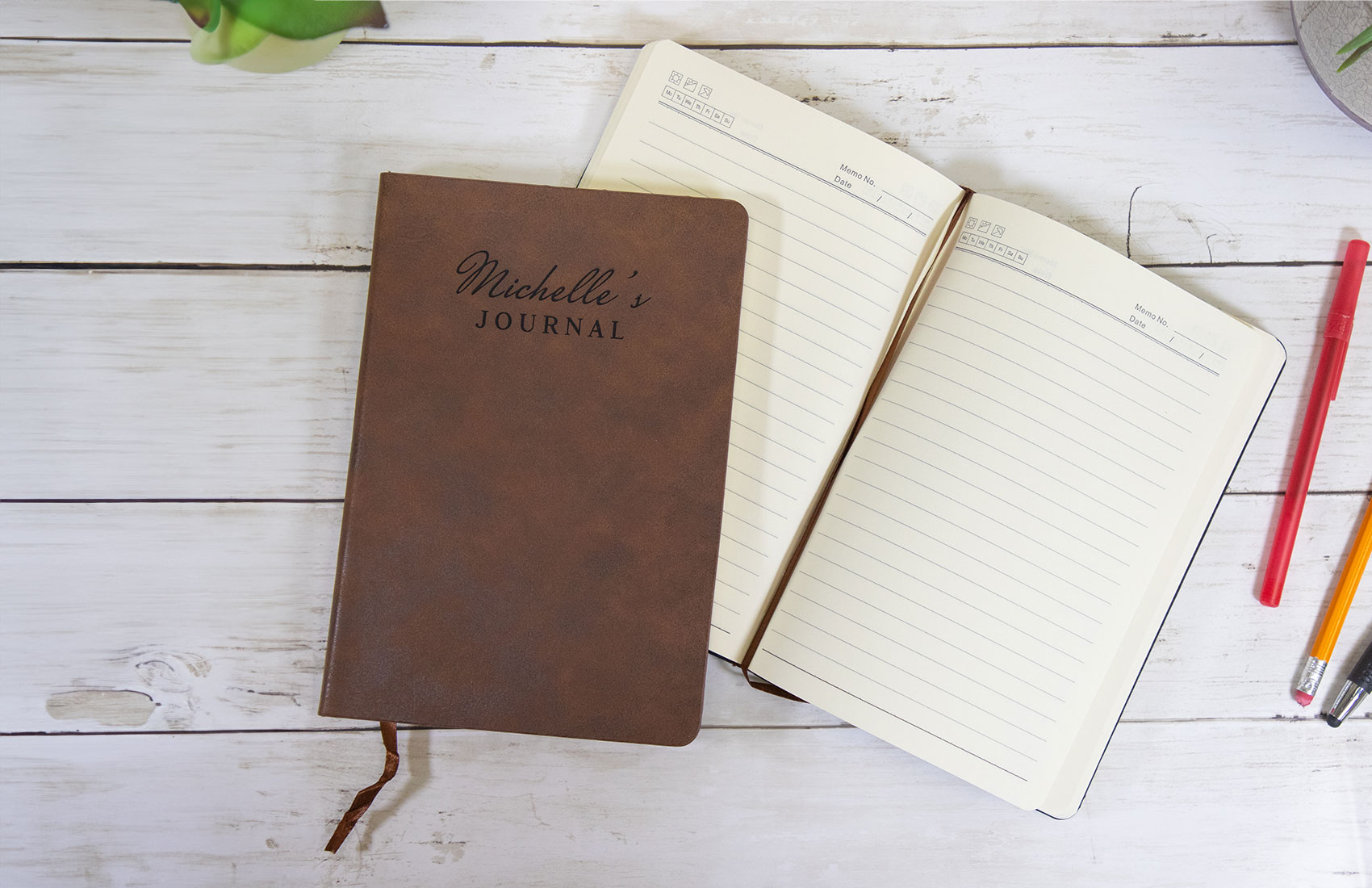 Personalized Brown Leather Notebook