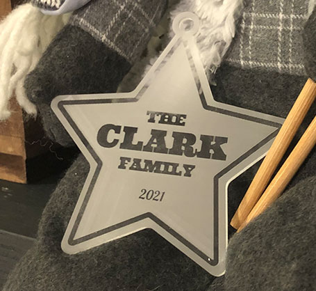 Clear Engraved Star Ornament