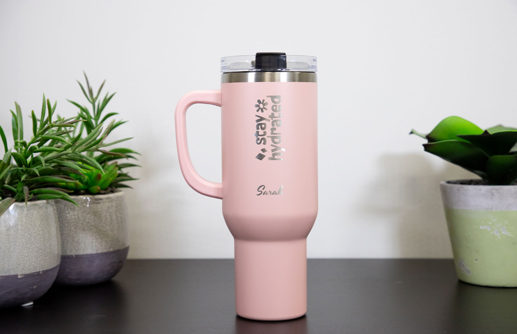 40oz. Pink Personalized Travel Tumbler