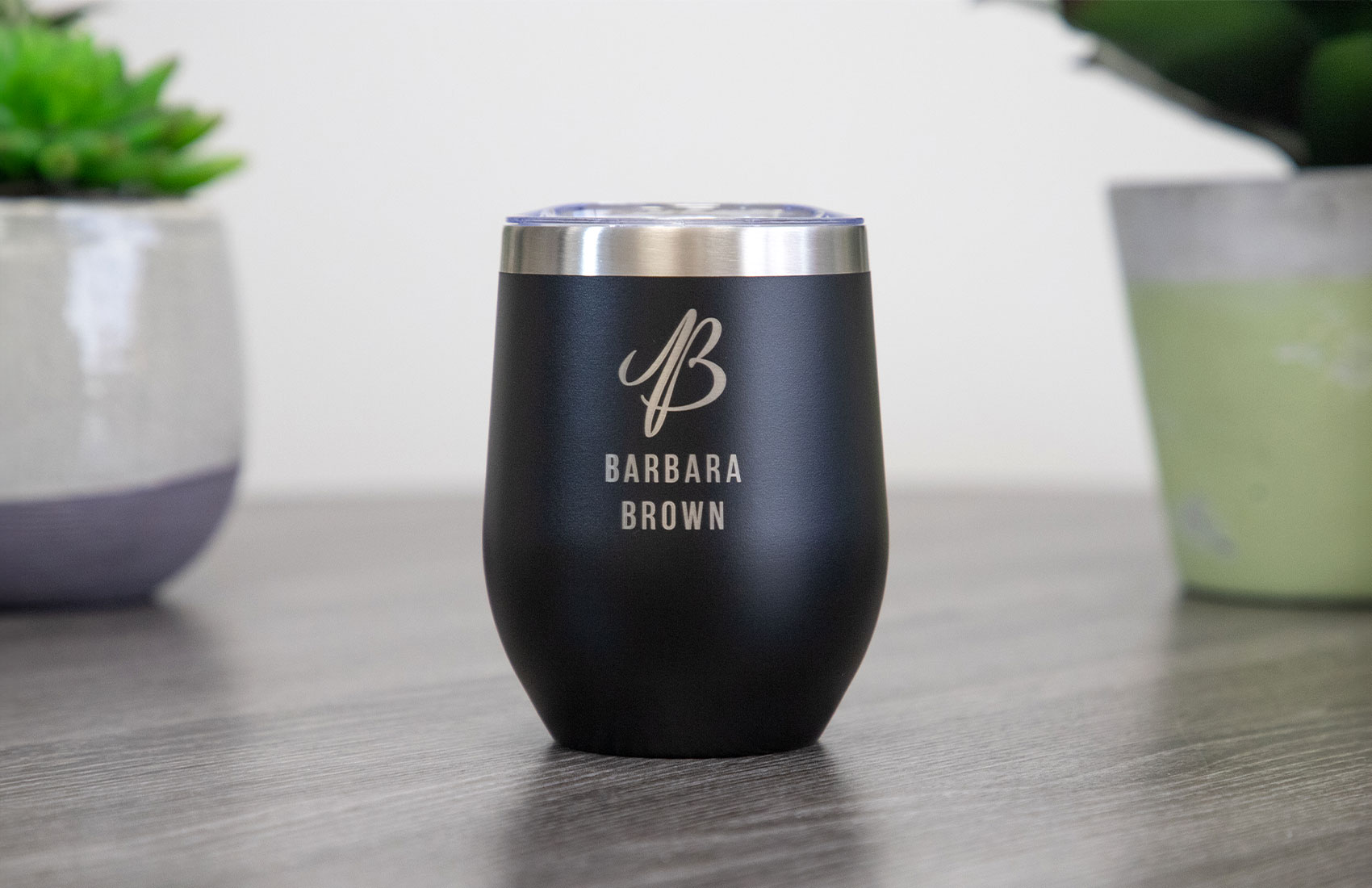 12oz. Black Personalized Wine Tumbler