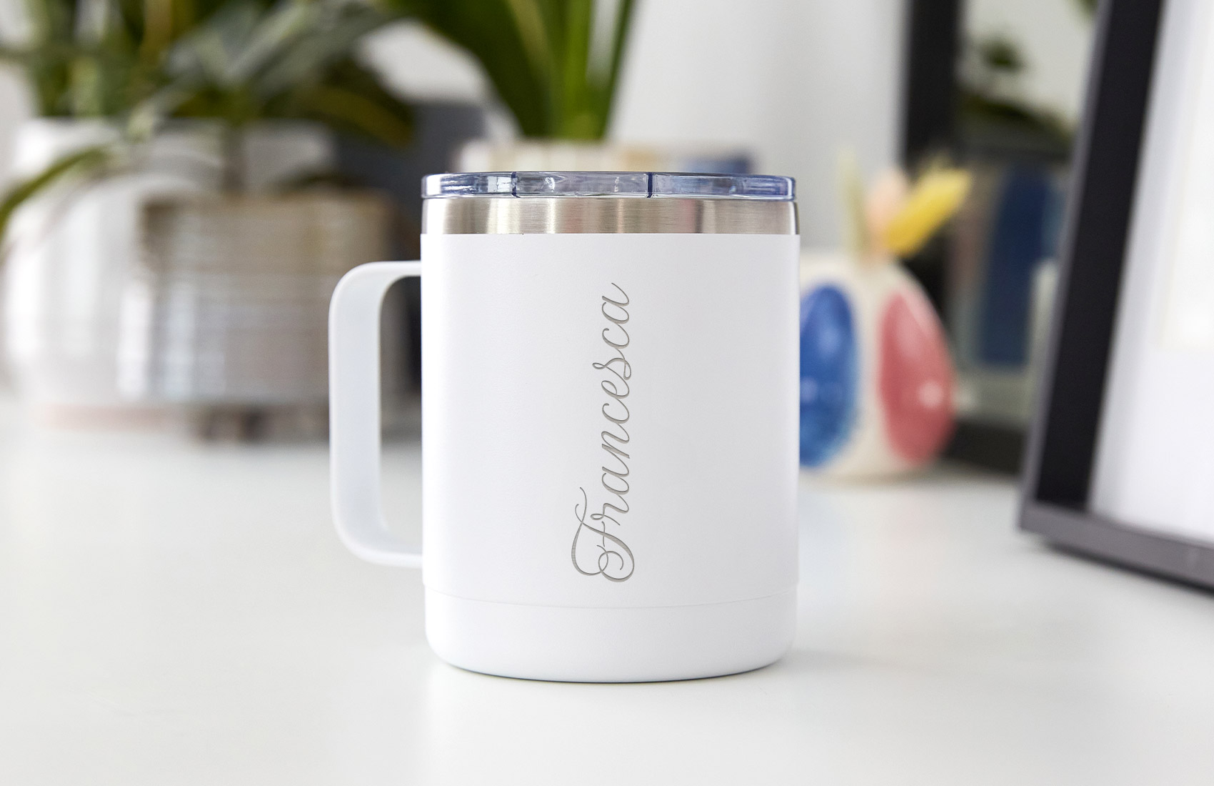 10oz. White Personalized Travel Mug