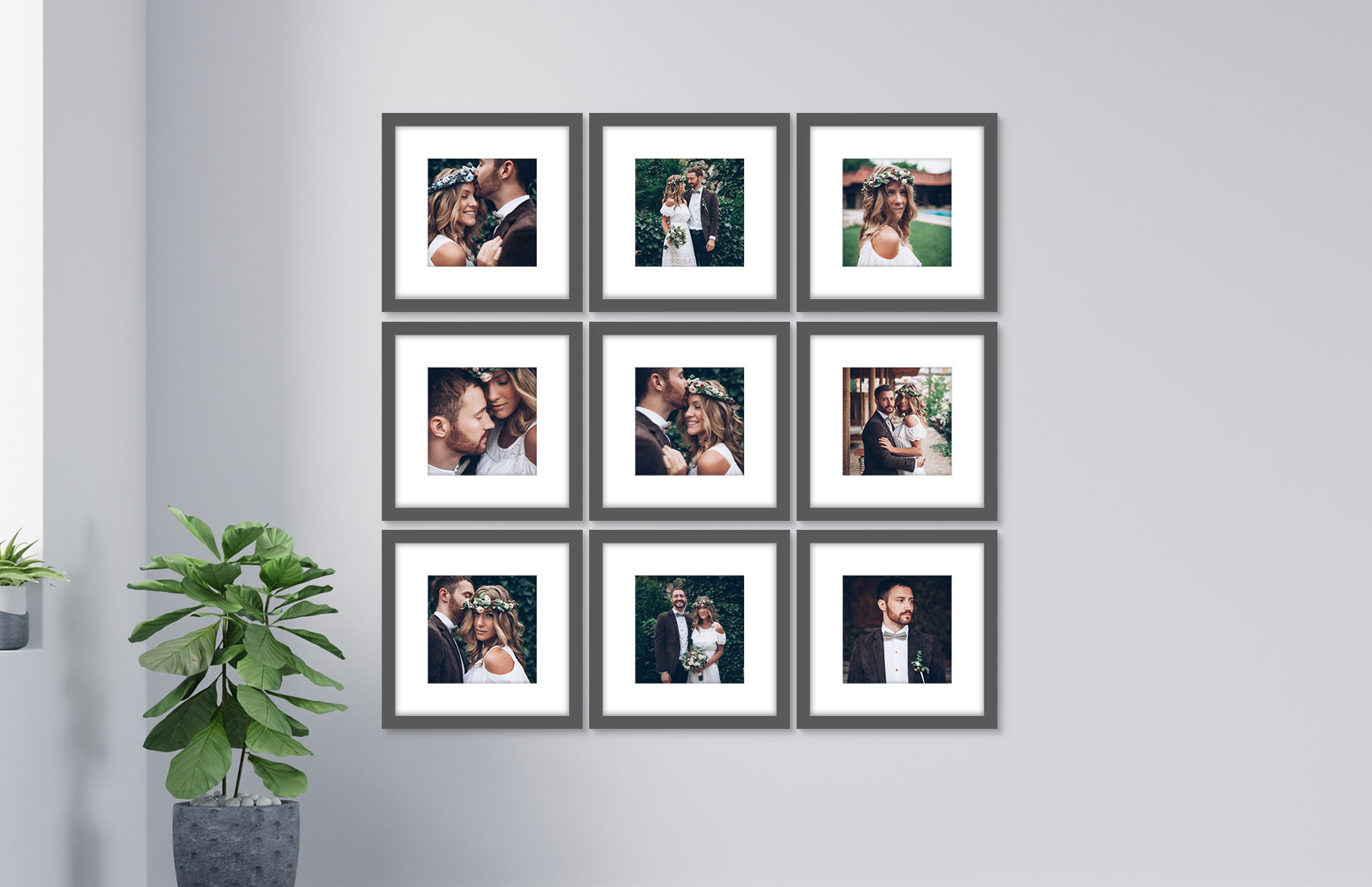 12x12 Gray - Set of 9