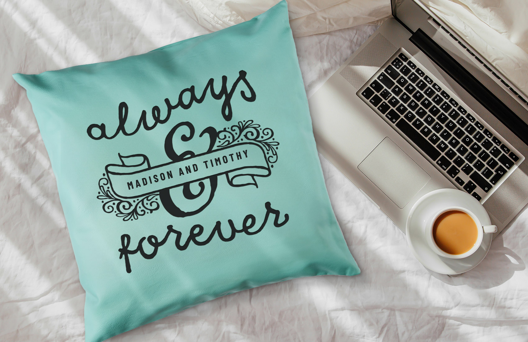 Personalized Teal Leather Pillow Cover