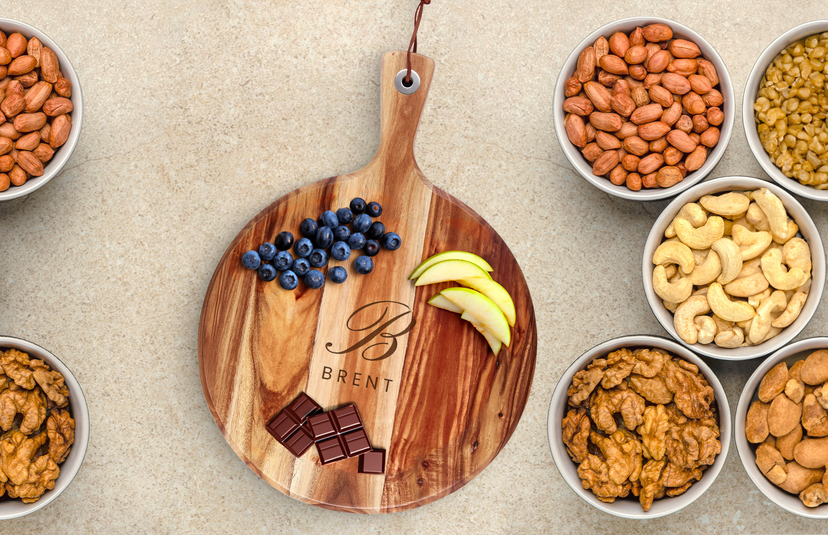 Personalized Round Acacia Wood Cutting Board