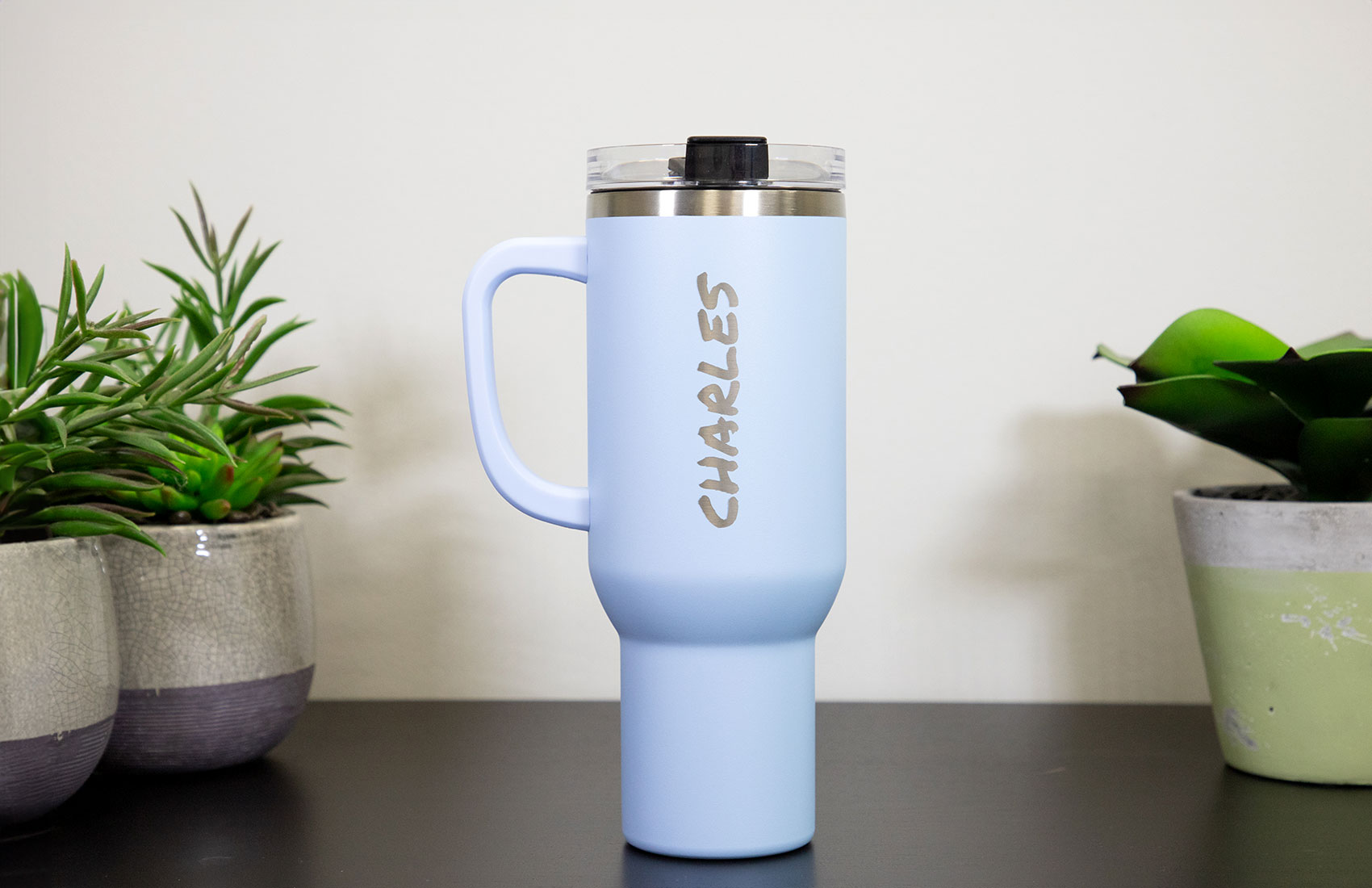 40oz. Light Blue Personalized Travel Tumbler