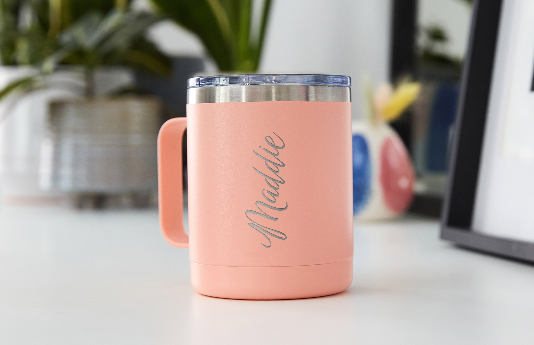 10oz. Peach Personalized Travel Mug