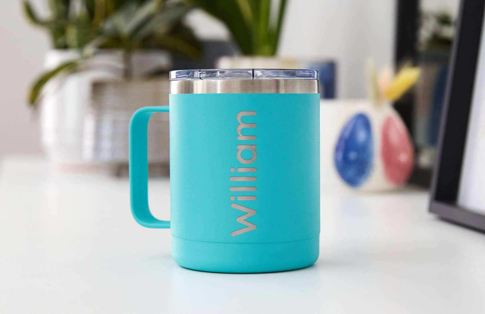 10oz. Teal Personalized Travel Mug