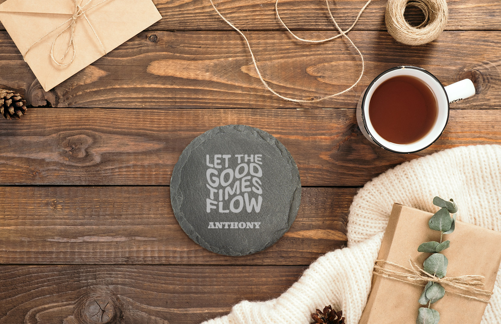 Personalized Round Slate Coaster