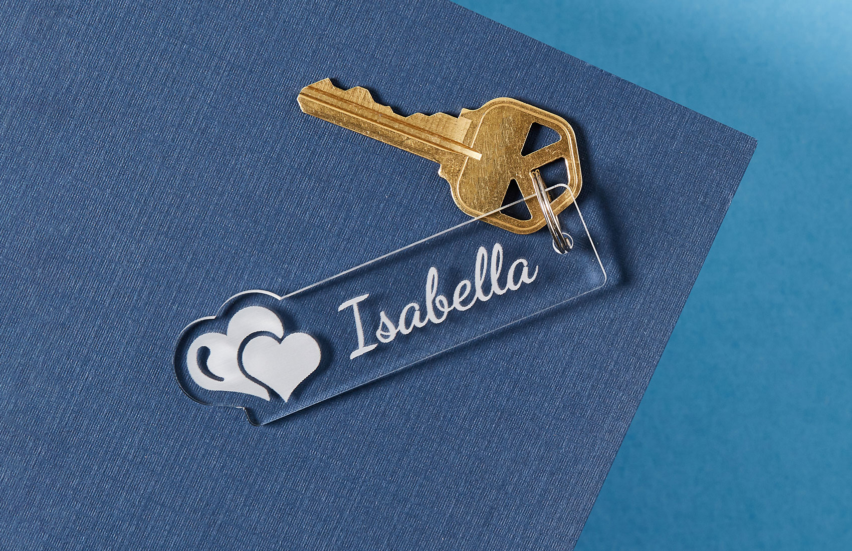 Double Heart Keychain - Clear