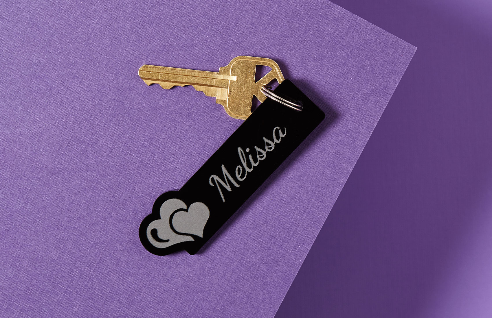 Double Heart Keychain - Black