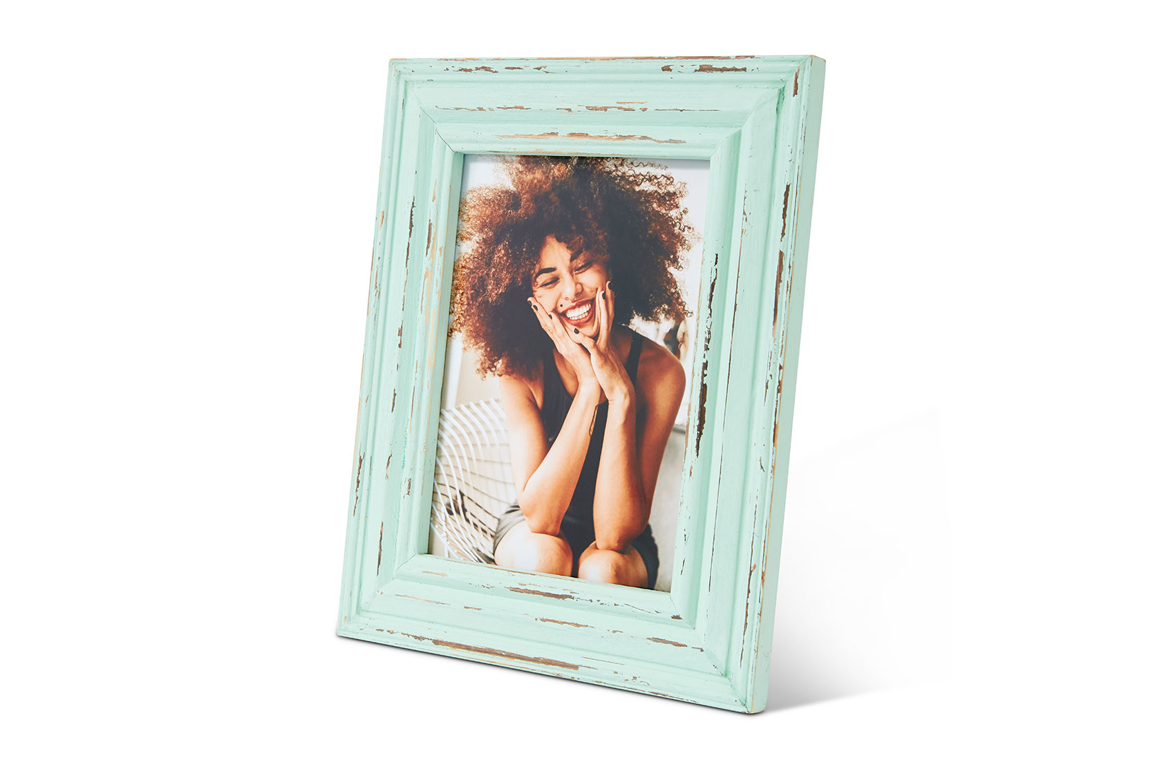 6x8 Aqua Distressed Frame