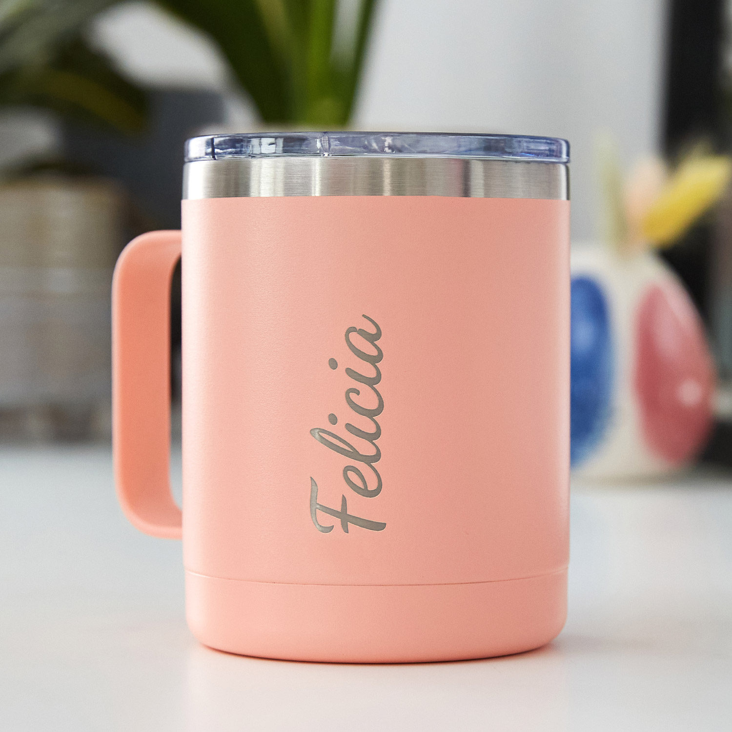 10oz Peach Personalized Travel Mug